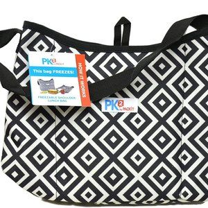 Packit PK2 Freezable Shoulder Lunch Bag or Tote for Picnics Tailgating B & W